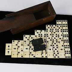 Complete Set of 19th Century Bone and Ebony Dominoes