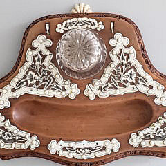 Carved Fruitwood Inkwell Work Stand, 19th Century