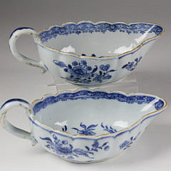 Pair of Chinese Export Porcelain Underglaze Blue Sauce Boats, 18th Century