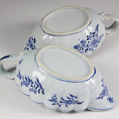 Pair of Chinese Export Porcelain Underglaze Blue Sauce Boats, 18th Century