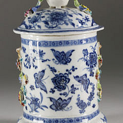 Rare Chinese Export Blue and Famille Rose Decorated Watch Stand, circa 1760