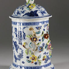 Rare Chinese Export Blue and Famille Rose Decorated Watch Stand, circa 1760