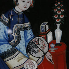 Chinese Export Reverse Painting on Glass “Portrait of a Woman”, circa 1840