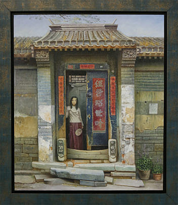 228-4621 Feng Shao Shuri Chinese Oil Girl in Doorway A_MG_1078