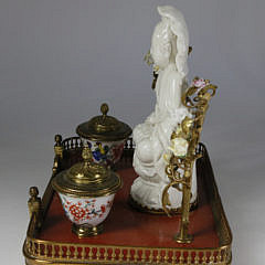 Louis XVI Style Inkstand with Blanc de Chine Quan Yin, 19th Century