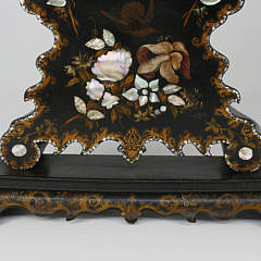 Papier Mache and Mother of Pearl Inlaid Black Japanned Bracket Clock, mid 19th Century