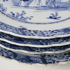 Set of Four Chinese Export Porcelain Plates with Scalloped Rim, circa 1760