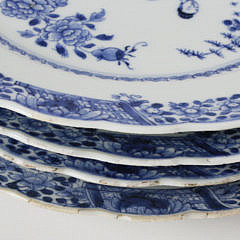 Set of Four Chinese Export Porcelain Plates with Scalloped Rim, circa 1760