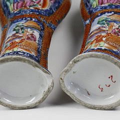 Pair of Chinese Export Mandarin Palette Porcelain Vases, late 18th Century