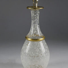 Bohemian Enameled Cased and Clear Glass Decanter and Stopper, mid 19th Century