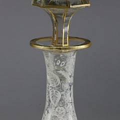 Bohemian Enameled Cased and Clear Glass Decanter and Stopper, mid 19th Century