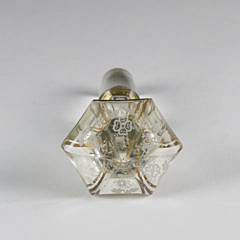 Bohemian Enameled Cased and Clear Glass Decanter and Stopper, mid 19th Century