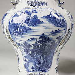 Pair of Chinese Export Porcelain Blue Baluster Vases with Covers, 18th century