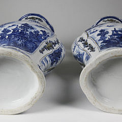 Pair of Chinese Export Porcelain Blue Baluster Vases with Covers, 18th century