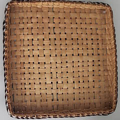 Antique New England Multicolor Splint Woven Lidded Basket