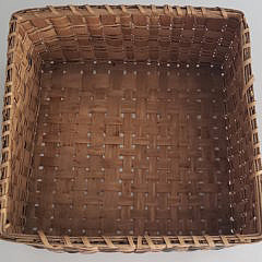 Antique New England Multicolor Splint Woven Lidded Basket