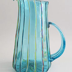 Robert Dane Hand Blown Polychrome Art Glass Pitcher