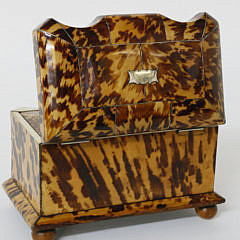 Fine British Regency Flaming Tortoiseshell Tea Caddy, circa 1820