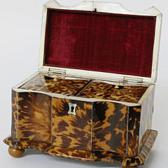 Fine British Regency Flaming Tortoiseshell Tea Caddy, circa 1820