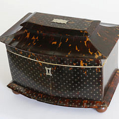 Fine British Regency Silver Piqué Work Inlaid Tortoiseshell Tea Caddy, circa 1820