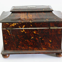 Fine British Regency Silver Piqué Work Inlaid Tortoiseshell Tea Caddy, circa 1820