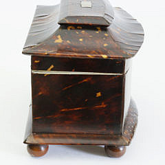 Fine British Regency Silver Piqué Work Inlaid Tortoiseshell Tea Caddy, circa 1820