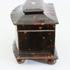 Fine British Regency Silver Piqué Work Inlaid Tortoiseshell Tea Caddy, circa 1820