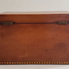 English Tiger Maple Shell Inlaid Double Compartment Tea Caddy, 19th Century