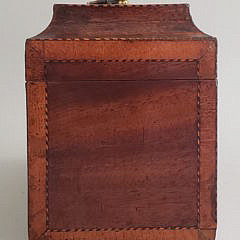 Chippendale Inlaid Triple Compartment Tea Caddy, 19th Century