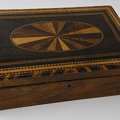 Sailor’s Valentine Housed in a Fantastic Inlaid Rectangular Hinged Box, circa 1880