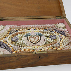 Sailor’s Valentine Housed in a Fantastic Inlaid Rectangular Hinged Box, circa 1880