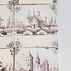 Nine Dutch Paint Decorated Ceramic Tiles, 19th Century