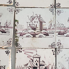 Nine Dutch Paint Decorated Ceramic Tiles, 19th Century