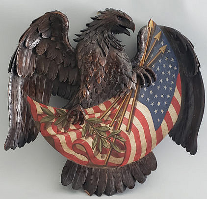 167-4621 Eagle Flag Carving A