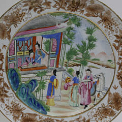 Set of 4 Chinese Export Mandarin Porcelain Plates, late 18th Century
