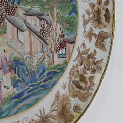 Set of 4 Chinese Export Mandarin Porcelain Plates, late 18th Century