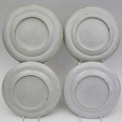 Set of 4 Chinese Export Mandarin Porcelain Plates, late 18th Century