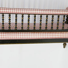 English Upholstered Bobbin Turned Window Bench, 19th Century