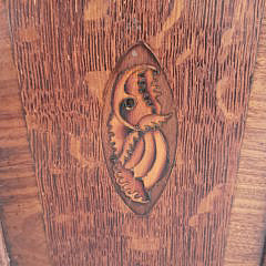 19th Century English Oak Shell Inlaid Pipe Box