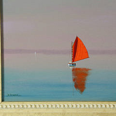 Robert Stark Jr. Oil on Canvas “Red Sail Off the Point”