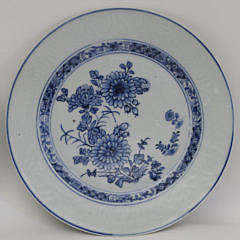 Pair of Chinese Export Porcelain Blue Dinner Plates, circa 1750