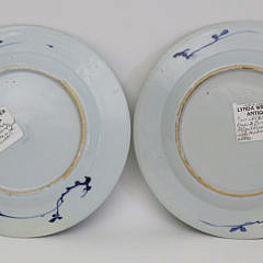 Pair of Chinese Export Porcelain Blue Dinner Plates, circa 1750