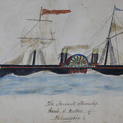 Watercolor on Paper “Portrait of the Steamship Sarah J. Mathers”, circa 1854