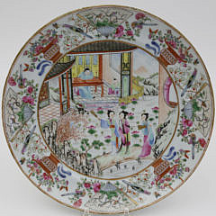 Pair of Chinese Export Famille Rose Porcelain Plates, late 18th Century