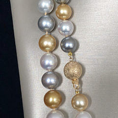 Fine Multicolor South Sea Pearl Necklace, 14k Yellow Gold Clasp