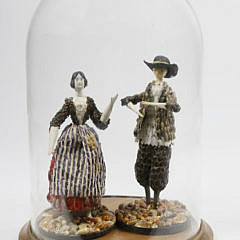 Two French Coquille Figures of Man and Woman, 18th Century