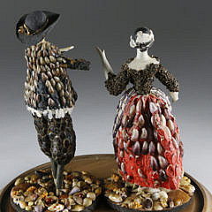 Two French Coquille Figures of Man and Woman, 18th Century