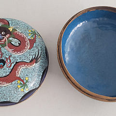 Antique Chinese Cloisonné Dragon Designed Covered Box