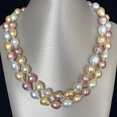 9-4960 South Sea and Pink Fresh Water Baroque Pearl Necklace A IMG_6720