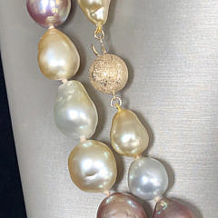 Fine South Sea Pearl and Pink Freshwater Baroque Pearl Necklace, 14k Yellow Gold Clasp